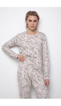 Е 20095/бежевый,цветочный этюд пижама