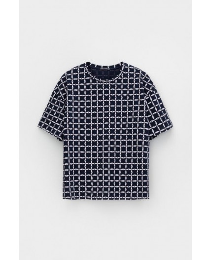 ЕВТ 3197/индиго,морская клетка фуфайка