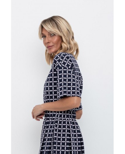 ЕВТ 3197/индиго,морская клетка фуфайка