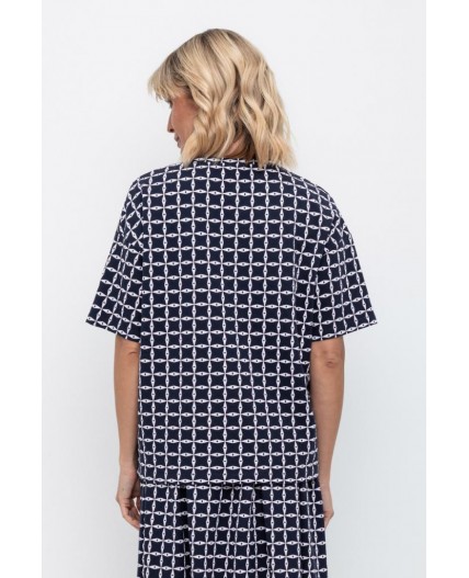 ЕВТ 3197/индиго,морская клетка фуфайка