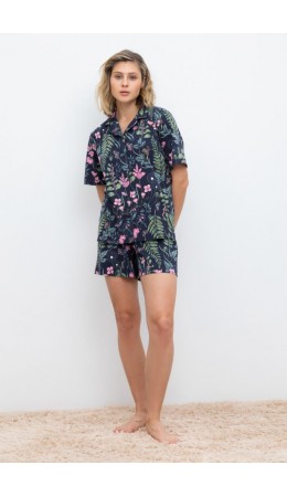 Е 20122/индиго,ночные цветы пижама