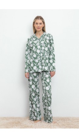 Е 20124/зеленый мох,нежные цветы пижама