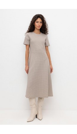 ЕВТ 5044/светлый беж,гусиная лапка платье