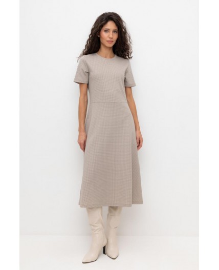 ЕВТ 5044/светлый беж,гусиная лапка платье