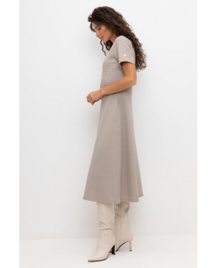 ЕВТ 5044/светлый беж,гусиная лапка платье