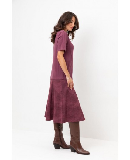 ЕВТ 7024/сливовое вино,эффект замши юбка