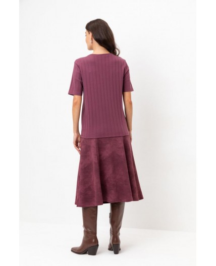 ЕВТ 7024/сливовое вино,эффект замши юбка
