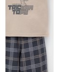 К 1599/24/темно-бежевый,текстильная клетка пижама