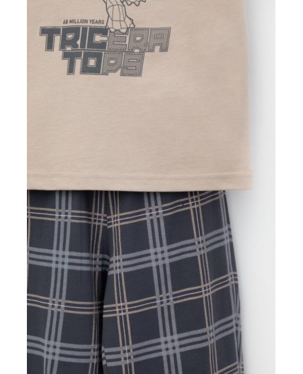 К 1599/24/темно-бежевый,текстильная клетка пижама