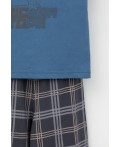 К 1599/синяя волна,текстильная клетка пижама