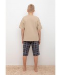 КБ 2799/темно-бежевый,текстильная клетка пижама