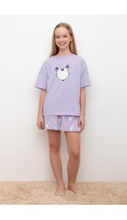 КБ 2828/пастельно-лиловый,мишки пижама