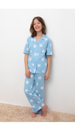 КБ 2829/голубая мечта,цветы пижама