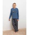 КБ 2832/синяя волна,текстильная клетка пижама