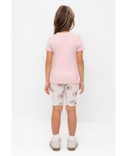 КР 400797/бежевый,нежный цветок к549 шорты (велосипедки)