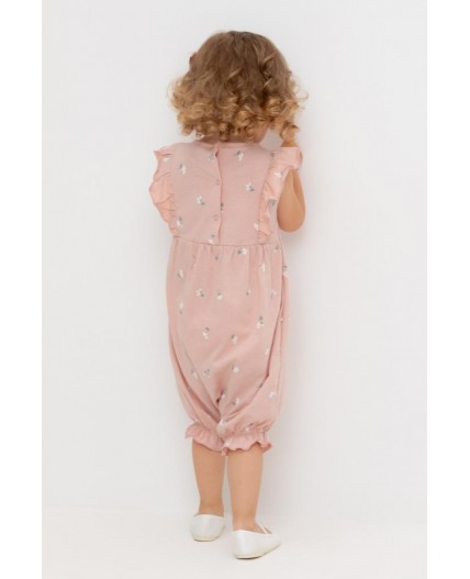 КР 6408/дымчатая роза,милые цветочки к543 полукомбинезон (песочник)