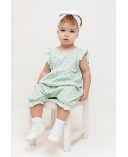 КР 6408/пастельно-зеленый,милые цветочки к543 полукомбинезон (песочник)