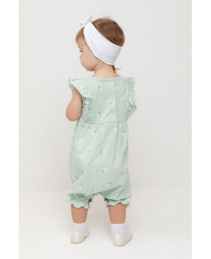КР 6408/пастельно-зеленый,милые цветочки к543 полукомбинезон (песочник)