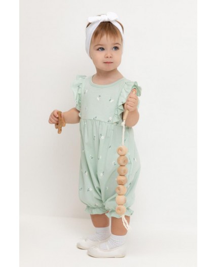 КР 6408/пастельно-зеленый,милые цветочки к543 полукомбинезон (песочник)