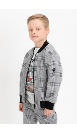 КР 302682/св.серый меланж,костюмная клетка к546 жакет (бомбер)