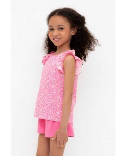 КР 301627/неоновый розовый,цветочки к555 фуфайка (футболка)