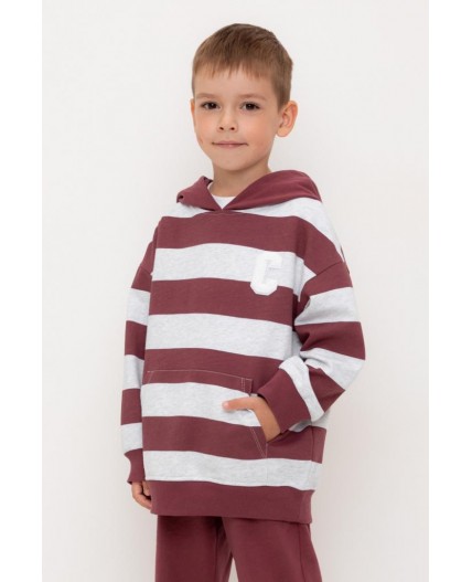 КР 302693/красно-коричневый,полоска к536 джемпер (худи)