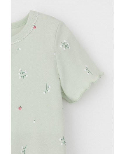 К 1180/зеленая лилия,ландыши сорочка ночная