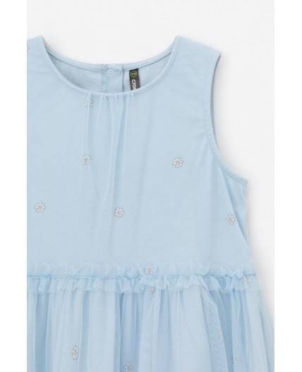 КР 5734-1/голубой,любимые ромашки к563 платье