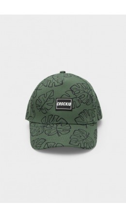 ТК 80080/темный малахит,тропические листья кепка