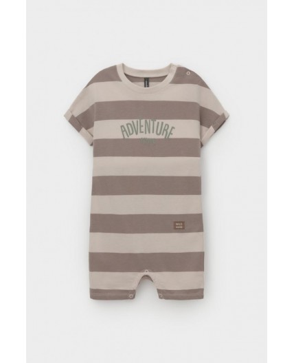 КР 6499/бежевый,коричневый,полоска к552 полукомбинезон (песочник)