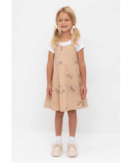 КР 5796-1/нежный бежевый,милые лошадки к567 сарафан