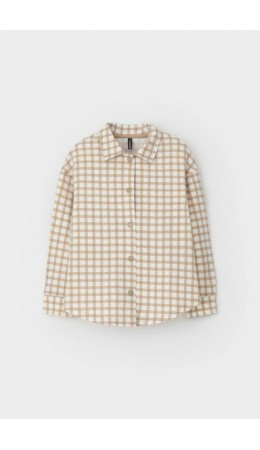 КР 302559/бежевая клетка на сахаре к567 рубашка
