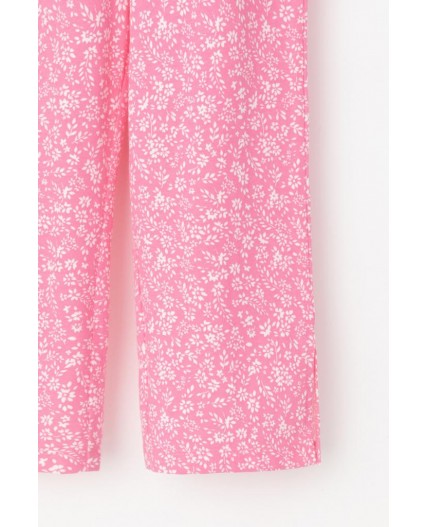 КР 400808-1/неоновый розовый,цветочки к555 брюки