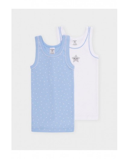 К 1181-2уп/белый,небесно-голубой,звездочки набор майка