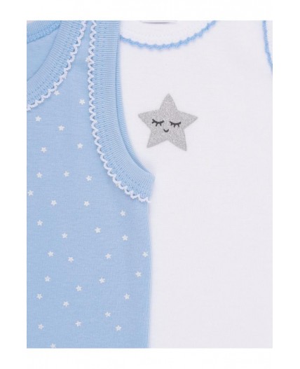 К 1181-2уп/белый,небесно-голубой,звездочки набор майка