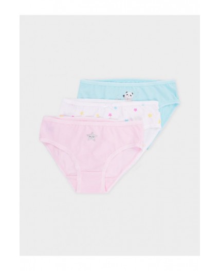 К 1931-3уп/неж.розовый,аквамарин,белый,звездопад набор трусы