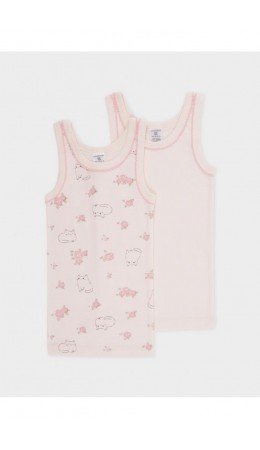 К 1181-2уп/светлый жемчуг,котики в цветах набор майка