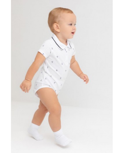 КР 6548/белый,морские якоря к568 полукомбинезон (боди)