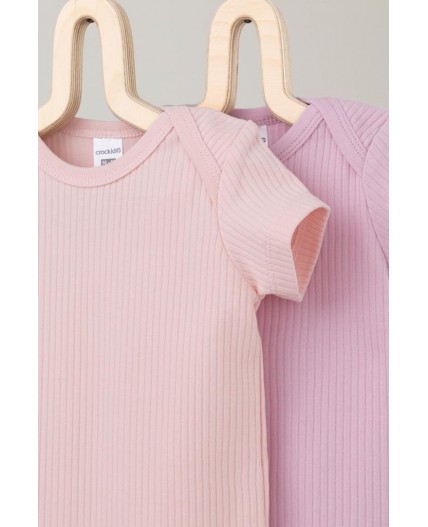 К 6525-2уп/фламинго,тропический персик набор полукомбинезон (боди)