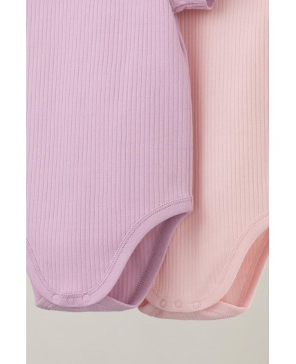 К 6525-2уп/фламинго,тропический персик набор полукомбинезон (боди)