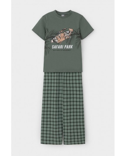 К 1599-1/зеленый мох,клетка пижама