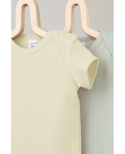 К 6525-2уп/зеленая лилия,банановый мусс набор полукомбинезон (боди)