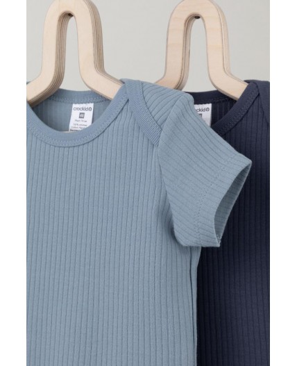 К 6525-2уп/пыльно-синий,стальной набор полукомбинезон (боди)