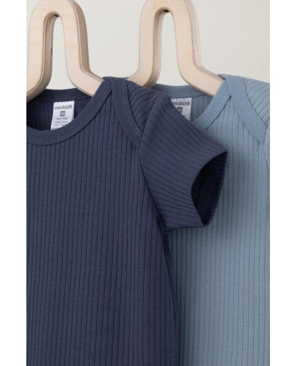 К 6525-2уп/пыльно-синий,стальной набор полукомбинезон (боди)