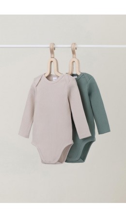 К 6526-2уп/полынь,бежевый набор полукомбинезон (боди)