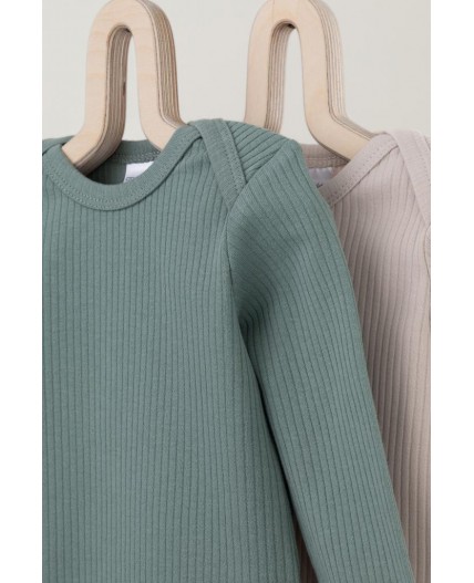 К 6526-2уп/полынь,бежевый набор полукомбинезон (боди)