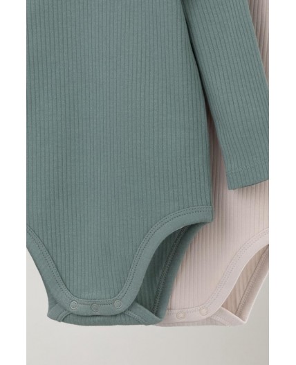 К 6526-2уп/полынь,бежевый набор полукомбинезон (боди)