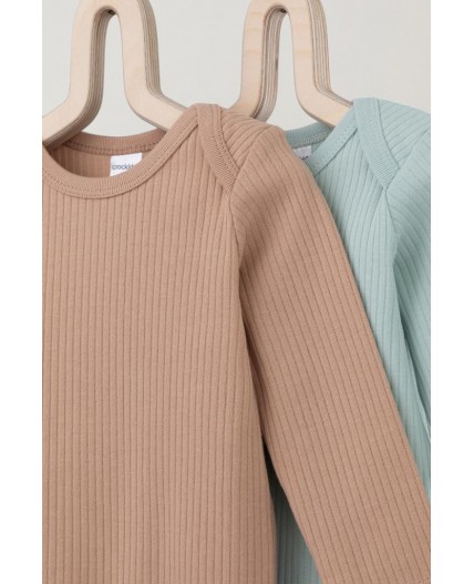 К 6526-2уп/голубая дымка,кунжут набор полукомбинезон (боди)