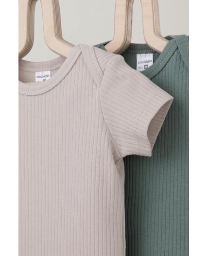 К 6525-2уп/полынь,бежевый набор полукомбинезон (боди)