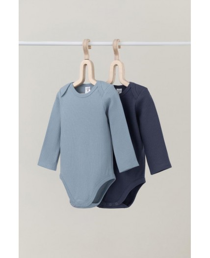 К 6526-2уп/пыльно-синий,стальной набор полукомбинезон (боди)